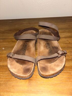 Birkenstock Brown Suede Ankle-Strap Sandals